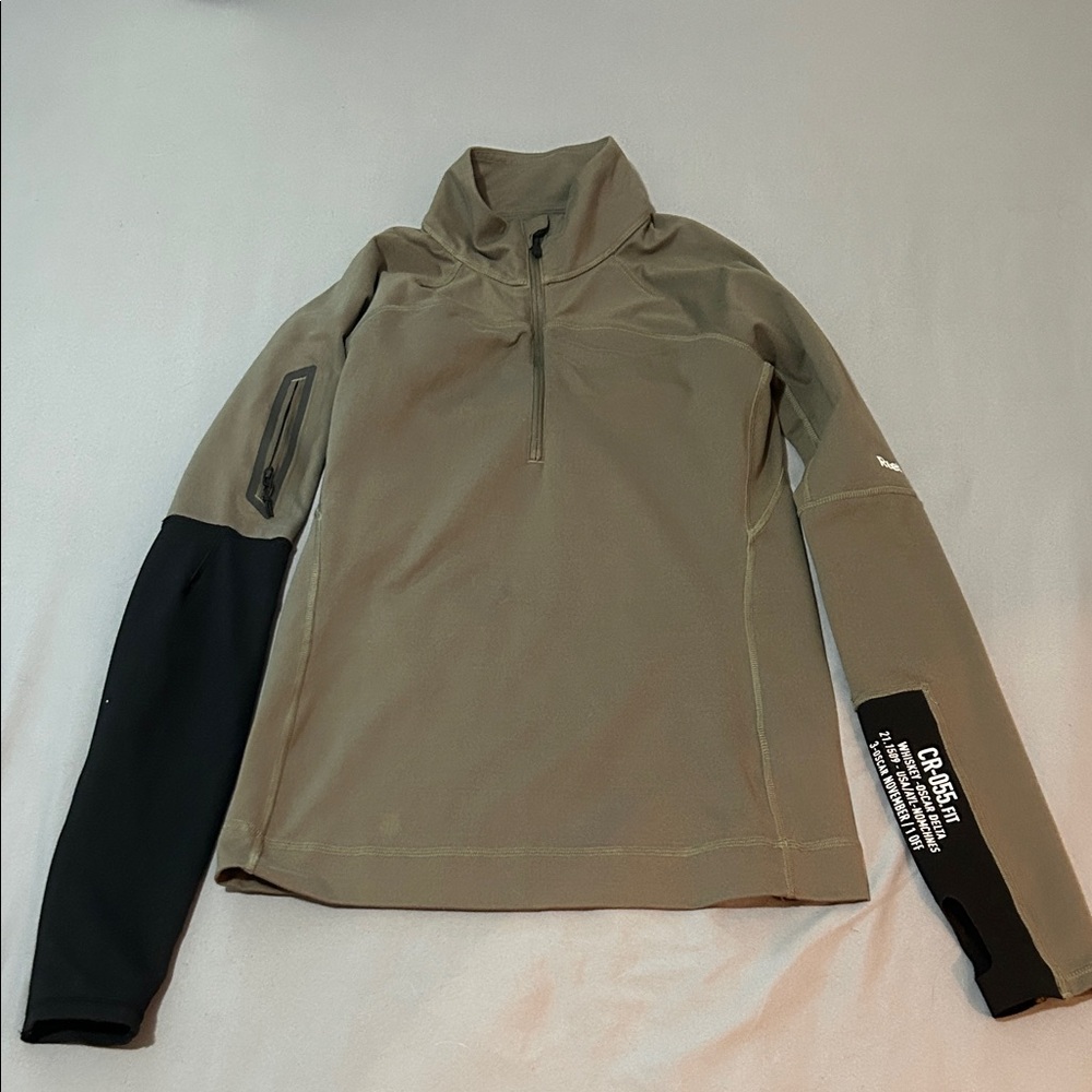 Reebok Olive and Black Quarter-Zip Top
